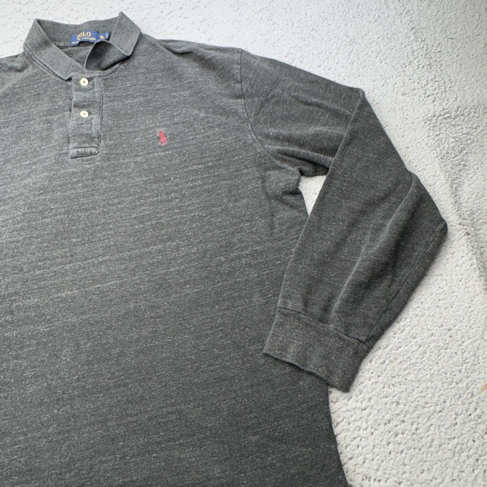 Ralph Lauren Polo Shirt Mens XL Gray Long Sleeve Jersey Pony Preppy Casual Golf - Picture 8 of 11